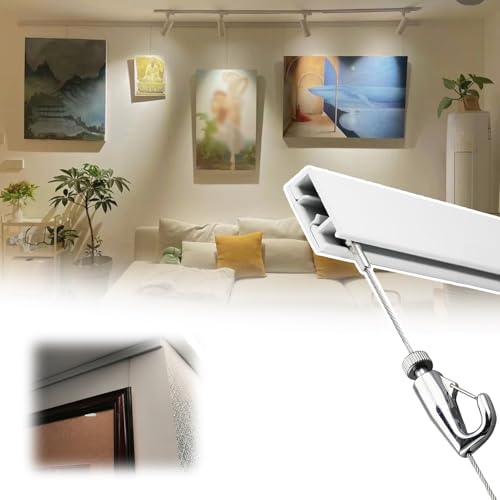 Wanddekoration, Bilder-Aufhängesystem mit verstellbarer Foto-Display-Schiene, inklusive Haken und Drahtseil, perfekt für Heimdekoration von Generisch