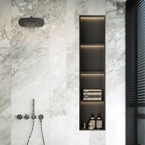 Wandeinbauregal mit LED-Licht, keine Fliesen erforderlich, wasserdichter Organizer für Bad und Küche Wandeinbauregal mit LED-Licht, keine Fliesen erforderlich, wasserdichter Organizer für Bad und Küche von Generisch