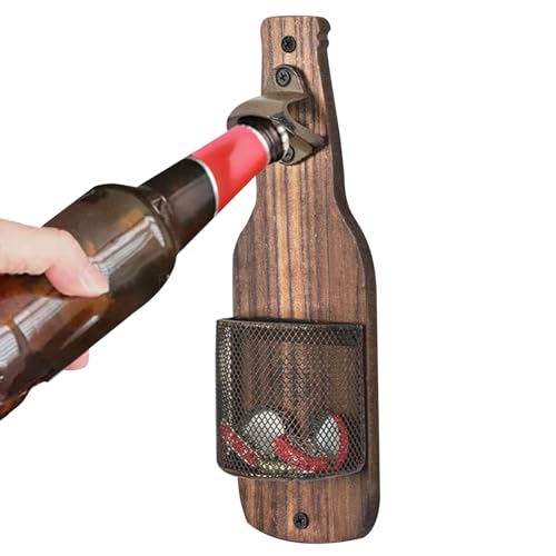 Wandflaschenöffner - Vintage Flaschenöffner Mit Retro-Design Aus Massivholz - Küchenhelfer Aus Holz & Platzsparendes Wohnaccessoire Als Geschenkidee Für Frauen, Männer & Geburtstage von Generisch
