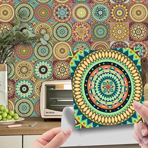 Wandfliesen im Vintage-Mandala-Design, wasserdicht, öldicht, selbstklebend, PVC-Aufkleber für Badezimmer, Küche und Bodendekoration Wandfliesen im Vintage-Mandala-Design, wasserdicht, öldicht, selbstklebend, PVC-Aufkleber für Badezimmer, Küche und Bodendekoration von Generisch