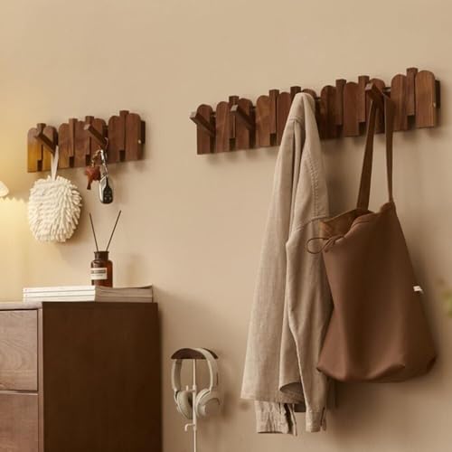 Wandgarderobe – Holz-Kleiderbügel mit Klavierschlüsselhaken für Eingangsbereich, Schrank und Badezimmer – 10 Haken für stabile Aufbewahrung von Generisch