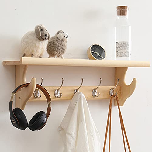 Wandgarderobe aus Holz mit Ablage - Stilvoller Eingang & Badezimmer für Mäntel, Hüte, Schlüssel und Zubehör - Platzsparende Aufbewahrungslösung von Generisch