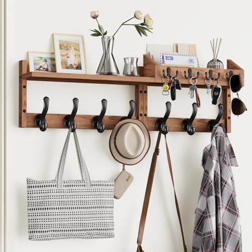 Wandgarderobe mit Ablage, multifunktionaler Eingangs-Organizer mit Haken und Schlüsselaufhängern, platzsparende Lösung für Badezimmer, Wohnzimmer, Schlafzimmer Wandgarderobe mit Ablage, multifunktionaler Eingangs-Organizer mit Haken und Schlüsselaufhängern, platzsparende Lösung für Badezimmer, Wohnzimmer, Schlafzimmer von Generisch
