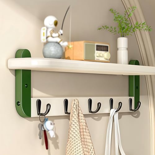 Wandgarderobe mit Ablage – blauer Holz-Eingangshaken für Hüte und Mäntel – 4/5/6 Haken – ideal für Schlafzimmer, Flur, Büro (64 cm) von Generisch