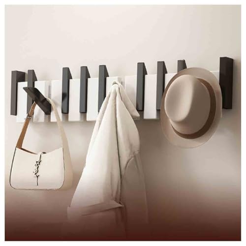 Wandgarderobe mit faltbaren Kleiderbügeln - 10 Haken für Jacken, Hüte, Schals & Taschen - Stilvoller Eingangsbereich/Badezimmer Nizer in Schwarz & Weiß von Generisch