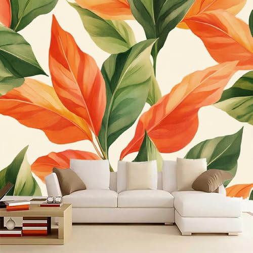 Wandgemälde 3D Blätter Art Fototapete Premium Leinwandstoff Immergrün Hochauflösender Digitaldruck 150 x 100 cm Vlies Tapeten Moderne Wandtapete Wohnzimmer Schlafzimmer von Generisch