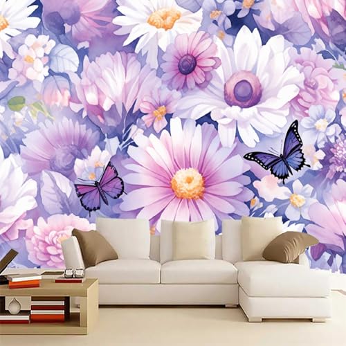 Wandgemälde 3D Blumen Art Fototapete Premium Leinwandstoff Blumen Hochauflösender Digitaldruck 300 x 210 cm Vlies Tapeten Moderne Wandtapete Wohnzimmer Schlafzimmer von Generisch