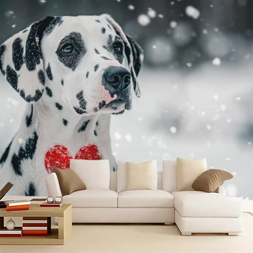 Wandgemälde 3D Dalmatiner Art Fototapete Premium Leinwandstoff Hund Hochauflösender Digitaldruck 400 x 280 cm Vlies Tapeten Moderne Wandtapete Wohnzimmer Schlafzimmer von Generisch