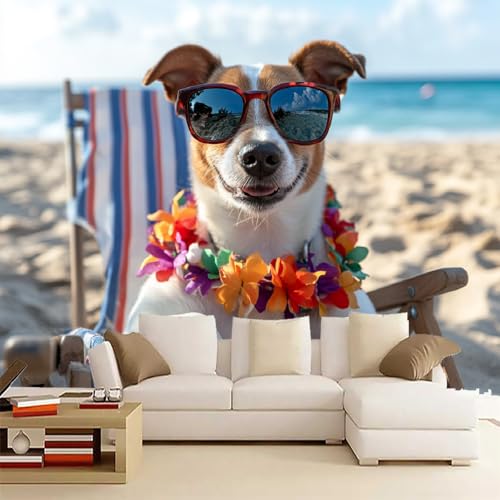 Wandgemälde 3D Hund Art Fototapete Premium Leinwandstoff Strand Hochauflösender Digitaldruck 250 x 175 cm Vlies Tapeten Moderne Wandtapete Wohnzimmer Schlafzimmer Wandgemälde 3D Hund Art Fototapete Premium Leinwandstoff Strand Hochauflösender Digitaldruck 250 x 175 cm Vlies Tapeten Moderne Wandtapete Wohnzimmer Schlafzimmer von Generisch