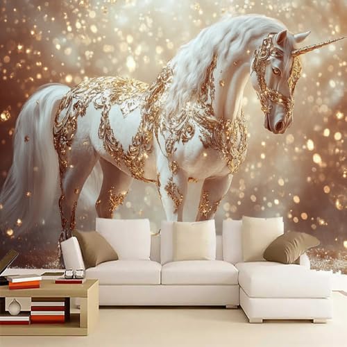 Wandgemälde 3D Pferd Art Fototapete Premium Leinwandstoff Tier Hochauflösender Digitaldruck 366 x 254 cm Vlies Tapeten Moderne Wandtapete Wohnzimmer Schlafzimmer von Generisch