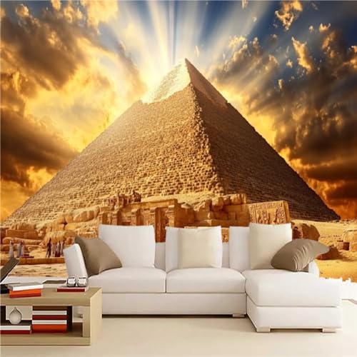 Wandgemälde 3D Pyramide Art Fototapete Premium Leinwandstoff Sonnenlicht Hochauflösender Digitaldruck 400 x 280 cm Vlies Tapeten Moderne Wandtapete Wohnzimmer Schlafzimmer von Generisch