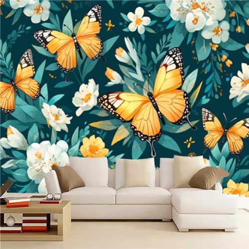 Wandgemälde 3D Schmetterling Art Fototapete Premium Leinwandstoff Blumen Hochauflösender Digitaldruck 300 x 210 cm Vlies Tapeten Moderne Wandtapete Wohnzimmer Schlafzimmer Wandgemälde 3D Schmetterling Art Fototapete Premium Leinwandstoff Blumen Hochauflösender Digitaldruck 300 x 210 cm Vlies Tapeten Moderne Wandtapete Wohnzimmer Schlafzimmer von Generisch