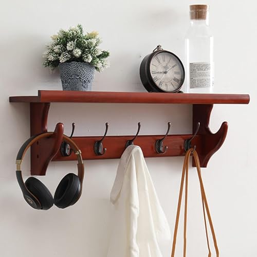 Wandhaken mit Ablage - Holz Garderobenleiste für Eingangsbereich, Badezimmer, Wohnzimmer, Schlafzimmer - Wandmontiertes Design von Generisch