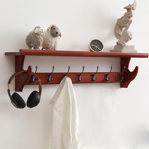 Wandhaken mit Ablage - Holz Garderobenleiste für Eingangsbereich, Badezimmer, Wohnzimmer, Schlafzimmer - Wandmontiertes Design von Generisch