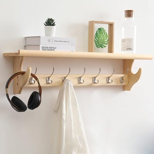 Wandhaken mit Ablage - Holz Garderobenleiste für Eingangsbereich, Badezimmer, Wohnzimmer, Schlafzimmer - Wandmontiertes Design von Generisch