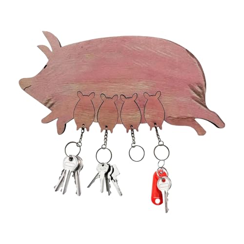 Wandhalter Schlüsselschwein, Holzwand-Schlüsselhalter Schwein, Schlüsselhalter für Wand, schwarzer Metall-Schlüsselhaken mit 6 Haken, selbstklebend oder Bohren, 2-Wege-Installation, Schlüsselbrett für Wandhalter Schlüsselschwein, Holzwand-Schlüsselhalter Schwein, Schlüsselhalter für Wand, schwarzer Metall-Schlüsselhaken mit 6 Haken, selbstklebend oder Bohren, 2-Wege-Installation, Schlüsselbrett für von Generisch
