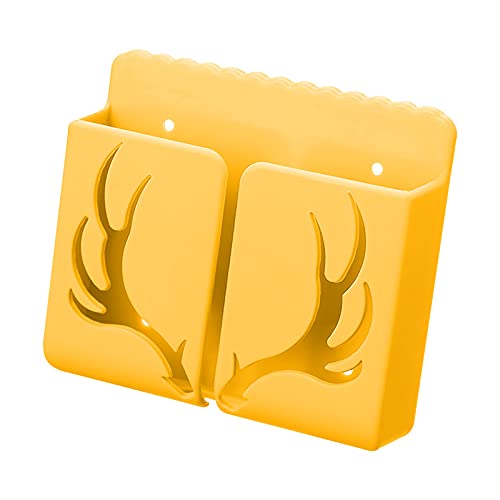 ﻿ Wandhalter für Handy & Fernbedienung, Ohne Bohren, Kreative Geweih-Design, Ideal für Wohnzimmer & Schlafzimmer, Behebt & Raumspeicherproblem, Praktisch & Stylish (Yellow, One Size) von Generisch