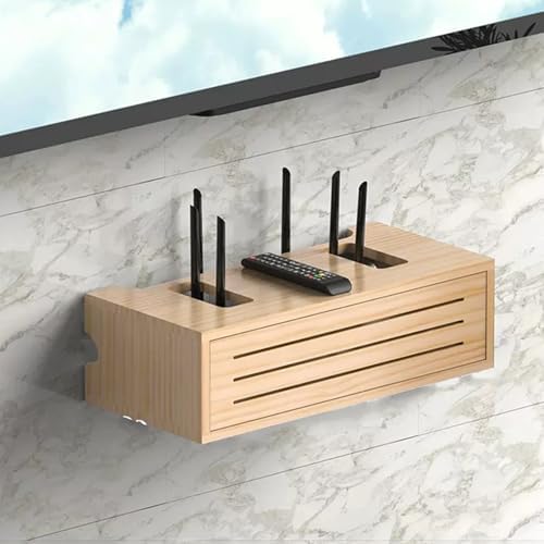Wandhalterungsregal aus Holz für Modem und WLAN-Router, dekorative Aufbewahrungsbox zum Aufhängen oder Bodengebrauch, platzsparender Organizer Wandhalterungsregal aus Holz für Modem und WLAN-Router, dekorative Aufbewahrungsbox zum Aufhängen oder Bodengebrauch, platzsparender Organizer von Generisch