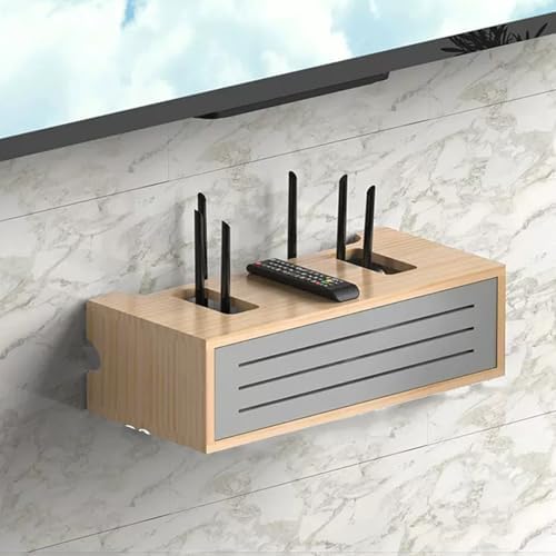 Wandhalterungsregal aus Holz für Modem und WLAN-Router, dekorative Aufbewahrungsbox zum Aufhängen oder Bodengebrauch, platzsparender Organizer von Generisch