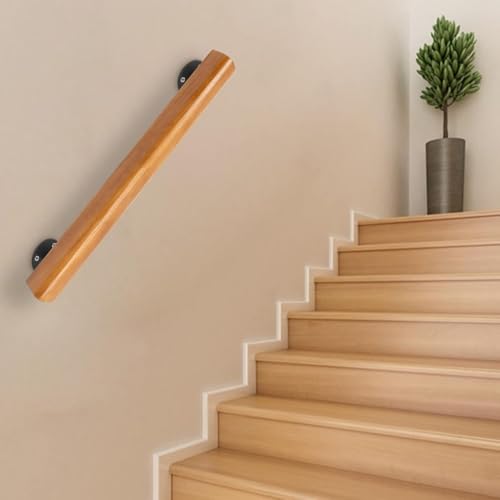 Wandhandlauf aus Holz, 50-600 cm, rutschfestes Treppengeländer für Innentreppen, Balkongeländer für Dachböden, Flure und Gartenhäuser, langlebige und sichere Unterstützung von Generisch