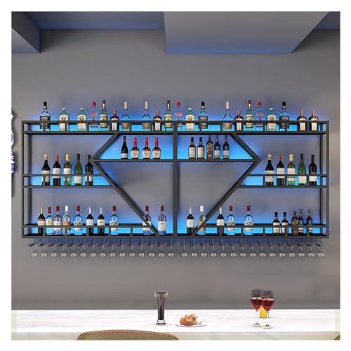Wandmontierte Barregale mit hängendem Weinglashalter und LED-Licht für Zuhause Küche Display Wandmontierte Barregale mit hängendem Weinglashalter und LED-Licht für Zuhause Küche Display von Generisch