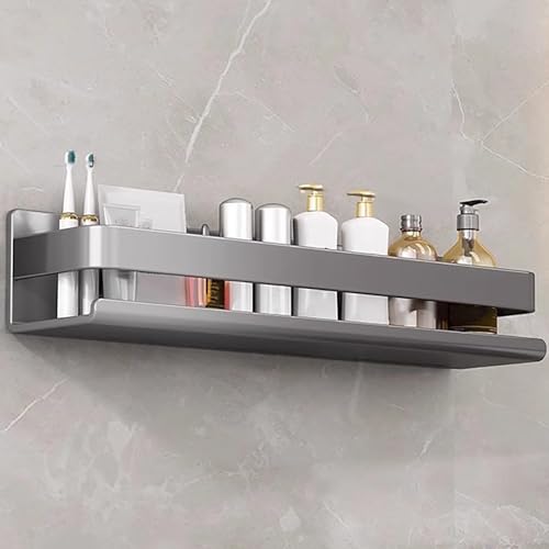 Wandmontierte Duschregale – abnehmbares Aufbewahrungsregal mit Leitstange für Badezimmer, Küche oder Schminktisch – Grau 7 x 40 cm Wandmontierte Duschregale – abnehmbares Aufbewahrungsregal mit Leitstange für Badezimmer, Küche oder Schminktisch – Grau 7 x 40 cm von Generisch