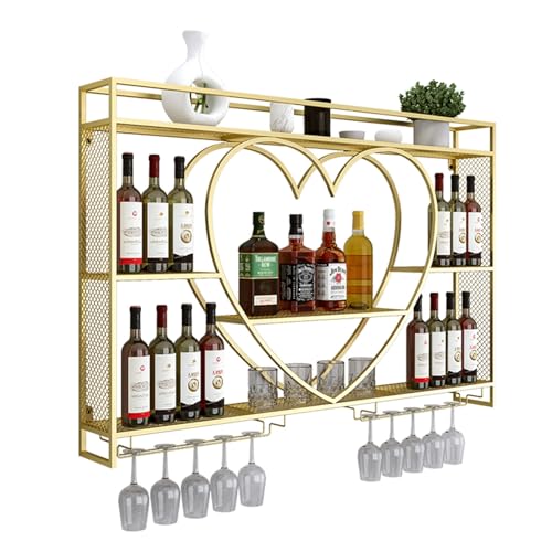 Wandmontierte schwebende Weinregale mit Glashaltern – Champagnerflaschen-Präsentationsregal für Küche, Esszimmer, Wohnzimmer oder Bar von Generisch