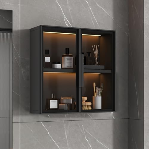 Wandmontierter Aufbewahrungsschrank – Rahmen aus Aluminiumlegierung, Massivholz, Medizinschrank, über dem WC-Organizer für Bad und Küche, Esszimmer Wandmontierter Aufbewahrungsschrank – Rahmen aus Aluminiumlegierung, Massivholz, Medizinschrank, über dem WC-Organizer für Bad und Küche, Esszimmer von Generisch