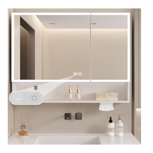 Wandmontierter Badezimmer-Waschtisch mit LED-Spiegel und Aufbewahrung, weißes Finish, 60 x 70 cm, platzsparendes Design für Eleganz und Funktionalität. Wandmontierter Badezimmer-Waschtisch mit LED-Spiegel und Aufbewahrung, weißes Finish, 60 x 70 cm, platzsparendes Design für Eleganz und Funktionalität. von Generisch