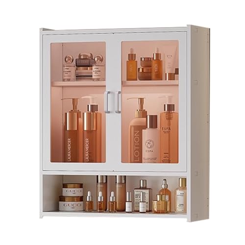Wandmontierter Badezimmerschrank mit Türen, schwimmender Wäscheschrank und offenem Regal, Küchenregal mit klarem gestreiftem Glas, 30 x 60 x 15 cm, platzsparende Lösung für Bad & Waschküche Wandmontierter Badezimmerschrank mit Türen, schwimmender Wäscheschrank und offenem Regal, Küchenregal mit klarem gestreiftem Glas, 30 x 60 x 15 cm, platzsparende Lösung für Bad & Waschküche von Generisch