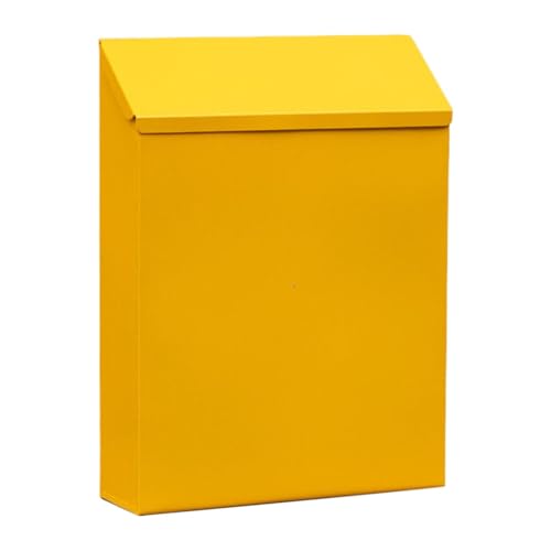 Wandmontierter Briefkasten mit Schloss, Metall-Briefkasten, Wandmontage, Briefkasten, Zeitungshalter, Box für Tor, Außen, Hausdekoration, weiße Aufbewahrung, 40 (Gelb, A) von Generisch