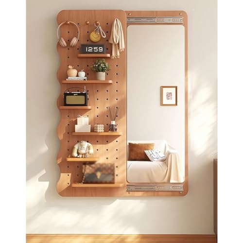 Wandmontierter Ganzkörperspiegel mit Stecktafel-Set, platzsparende Lösung für Zuhause für Badezimmer und Eingangsbereich von Generisch