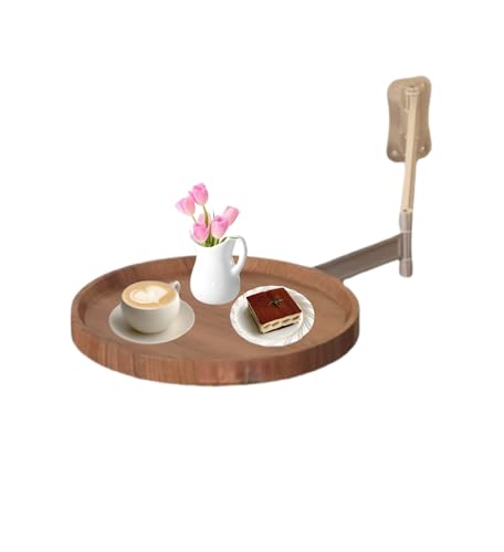 Wandmontierter Klapptisch, klein, rund, Tablett, Schreibtisch für Wohnzimmer und Schlafzimmer, verstellbarer schwimmender Couchtisch, zusammenklappbares Design (braun) von Generisch
