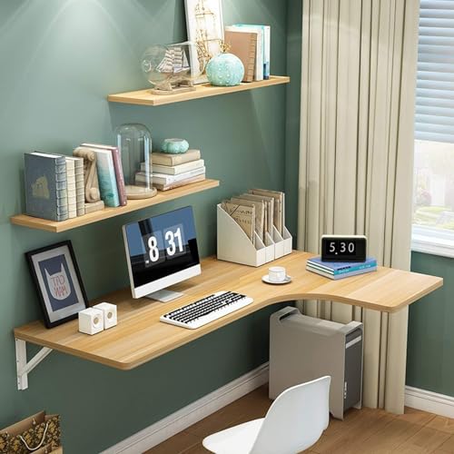Wandmontierter Klapptisch, wandmontierter Klapptisch, schwebender Schreibtisch, stabil, wandelbarer Schreibtisch, Beige, 110 x 60 x 40 cm von Generisch