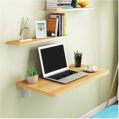 Wandmontierter Klapptisch aus Holz mit großer Speicherkapazität, platzsparendes Design (Holzfarbe 152,4 x 127,7 cm) – ideal für Heimbüro und kleine Räume von Generisch