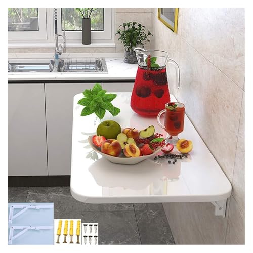 Wandmontierter Klapptisch – multifunktionaler platzsparender Computertisch und Schreibtisch, 90 x 40 cm, stilvolles weißes Design für Zuhause und Büro von Generisch