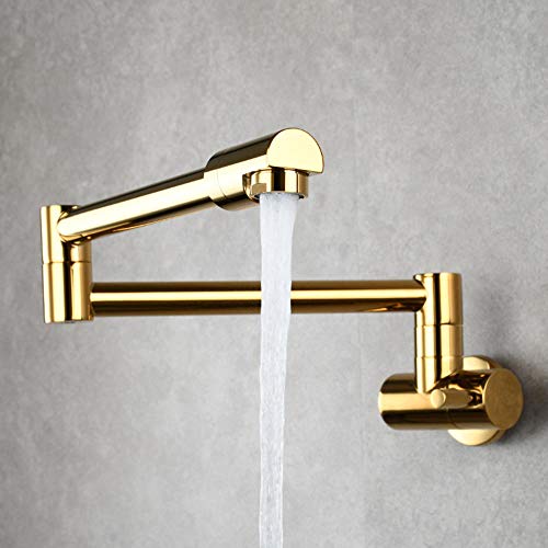 Wandmontierter Küchen-Topffüller Wasserhahn - 360° schwenkbarer Kaltwasserhahn, Einhand-Multifunktionsfunktion, Gold-Finish, perfekt für Küchenspülen, platzsparendes Design Wandmontierter Küchen-Topffüller Wasserhahn - 360° schwenkbarer Kaltwasserhahn, Einhand-Multifunktionsfunktion, Gold-Finish, perfekt für Küchenspülen, platzsparendes Design von Generisch