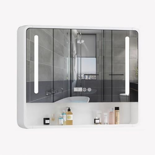 Wandmontierter LED-Badezimmer-Spiegelschrank mit Regalen, schlanke Oberflächenmontage Installation für Toilette und Waschküche von Generisch