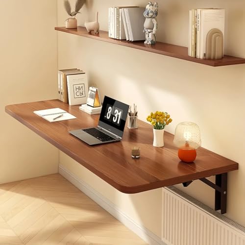 Wandmontierter Massivholz-Klapptisch, platzsparender, schwimmender Schreibtisch für Küche und Heimbüro, Braun, 100 x 40 cm, vielseitig, stilvoll, einfach zu installieren Wandmontierter Massivholz-Klapptisch, platzsparender, schwimmender Schreibtisch für Küche und Heimbüro, Braun, 100 x 40 cm, vielseitig, stilvoll, einfach zu installieren von Generisch