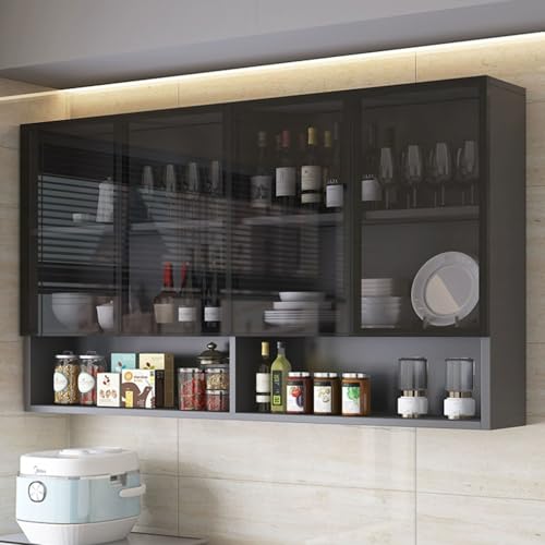 Wandmontierter Massivholzschrank mit Glastür, vielseitiger Badezimmerschrank, Küche, Balkon oder Schrank, 160 x 30 x 80 cm Wandmontierter Massivholzschrank mit Glastür, vielseitiger Badezimmerschrank, Küche, Balkon oder Schrank, 160 x 30 x 80 cm von Generisch