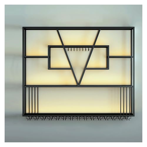 Wandmontierter Metall-Flaschenhalter mit LED-Licht – schwimmende Weinregale Likör-Display Rack für Hausbar – rustikale Weinaufbewahrung stilvolles Flaschenwandregal Wandmontierter Metall-Flaschenhalter mit LED-Licht – schwimmende Weinregale Likör-Display Rack für Hausbar – rustikale Weinaufbewahrung stilvolles Flaschenwandregal von Generisch