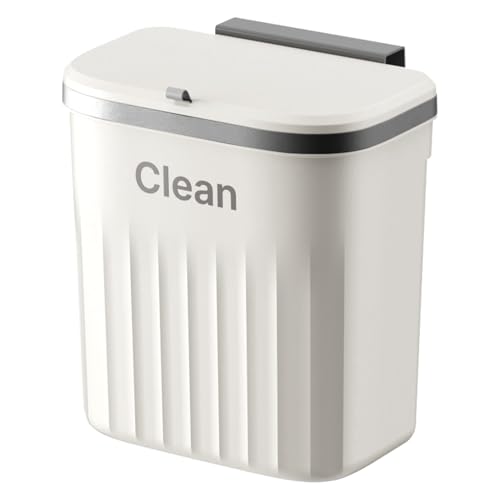 Generisch Wandmontierter Mülleimer mit Deckel, Hängender Lebensmittelabfallbehälter, Badezimmer-Mülleimer, Weiß, 12,19 Liter, Kunststoff, Rechteckig von Generisch