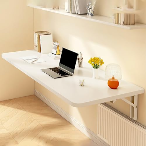 Wandmontierter Schreibtisch, zusammenklappbarer Wandtisch, platzsparend, schwebender Schreibtisch, Wandregal für Zuhause, Büro und Küche (Farbe: Weiß, Größe: 30 x 60 cm) von Generisch