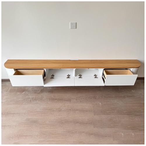 Wandmontierter TV-Konsole, schwimmender Media-Ständer mit Schubladen und Routerloch, stilvolles 160 cm Wohnzimmerschrank, modernes Design für nized Entertainment Setup von Generisch