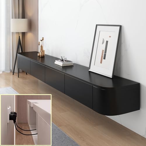 Wandmontierter TV-Medienkonsolenschrank mit großem Stauraum, schwebende TV-Bank, Design mit mehreren Schubladen, Routerhalterung, schwarz, 120 x 20 x 24 cm – moderne Home Entertainment-Lösung Wandmontierter TV-Medienkonsolenschrank mit großem Stauraum, schwebende TV-Bank, Design mit mehreren Schubladen, Routerhalterung, schwarz, 120 x 20 x 24 cm – moderne Home Entertainment-Lösung von Generisch