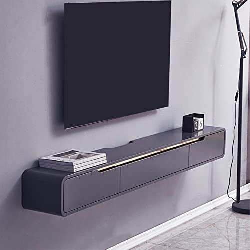 Wandmontierter TV-Schrank, Konsole, schwebender TV-Ständer mit 2 Schubladen, Multimedia-Aufbewahrungsregale, stilvolles Wand-Entertainment-Center, modernes Design für Wohnzimmer (Farbe: Ihre Farbe) von Generisch