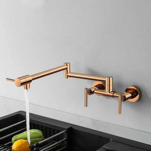 Wandmontierter Wasserhahn aus Messing, faltbar und drehbar, elegantes Roségold-Finish, perfekt für Küchen- und Badezimmerarmaturen Wandmontierter Wasserhahn aus Messing, faltbar und drehbar, elegantes Roségold-Finish, perfekt für Küchen- und Badezimmerarmaturen von Generisch