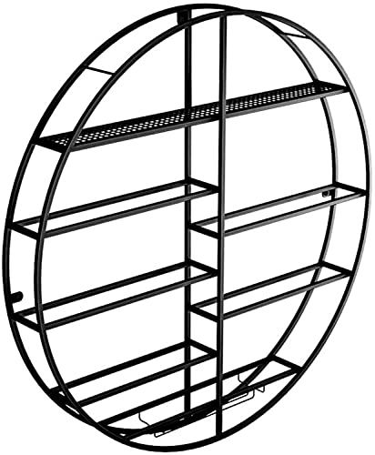 Wandmontierter runder Weinflaschenhalter mit hängendem Glasregal, Metall-Weinregal, stilvoller Bar-Präsentationsständer für Heimdekoration und Organisation Wandmontierter runder Weinflaschenhalter mit hängendem Glasregal, Metall-Weinregal, stilvoller Bar-Präsentationsständer für Heimdekoration und Organisation von Generisch