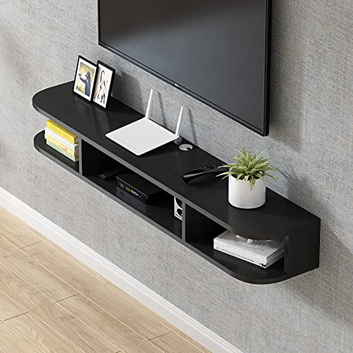 Wandmontierter schwebender TV-Schrank und Ständer, modernes Entertainment-Center-Regal für Audio-/Video-Komponenten, Kabelbox und Router, Schwarz, 100 x 24 x 20 cm von Generisch