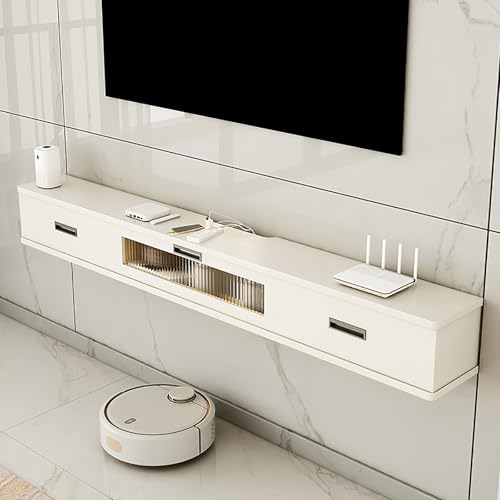 Wandmontierter schwebender TV-Ständer mit Schubladen, platzsparende Medienkonsole für Wohnzimmer und Schlafzimmer, modernes Unterhaltungszentrum für nized Display von Generisch